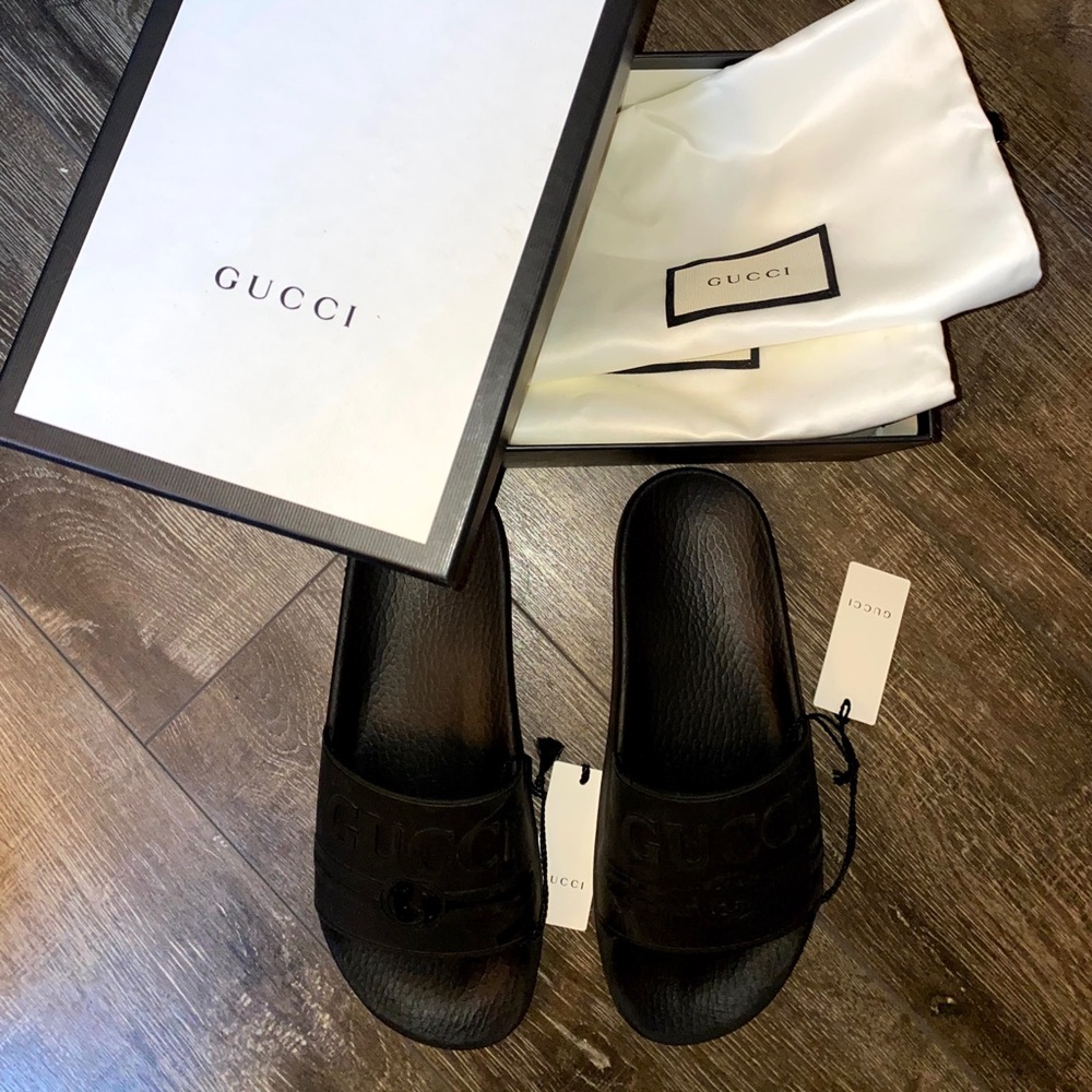Authentic black gucci slides
